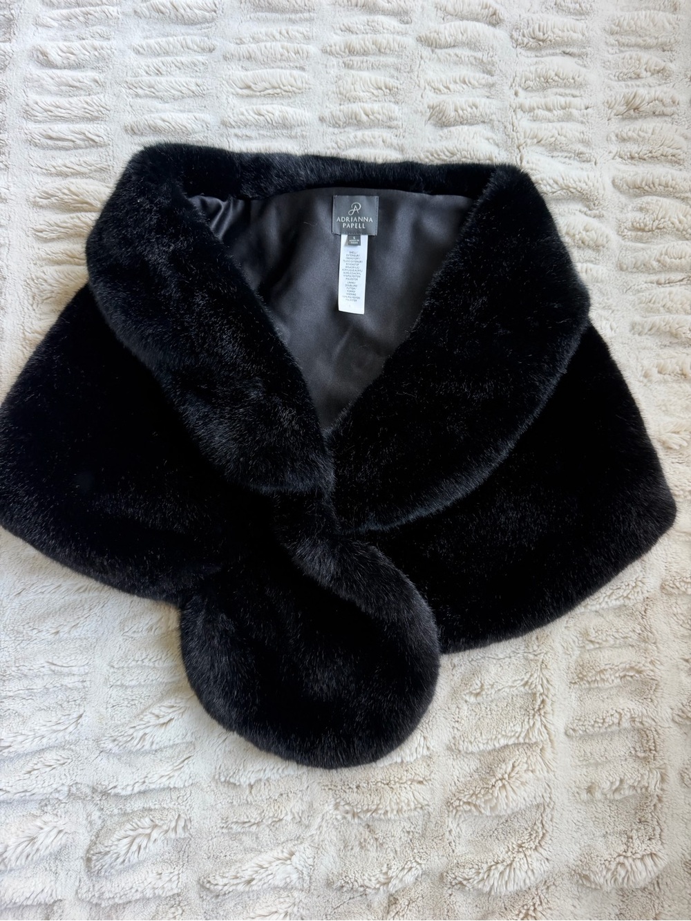 Adrianna Papell Black Faux Fur Wrap Collar Scarf